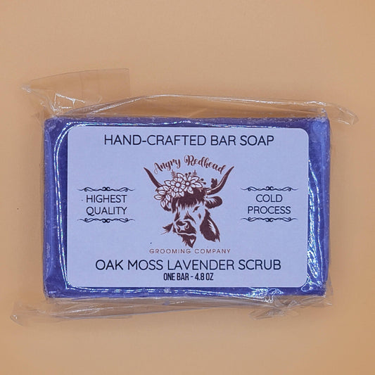 Oak Moss Lavender Scrub Bar Soap by Angry Redhead Grooming Co - angryredheadgrooming.com