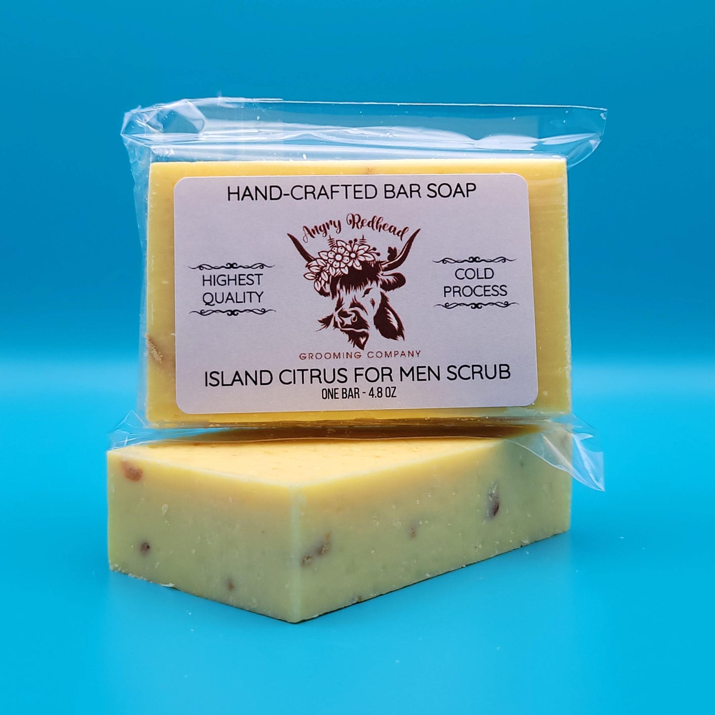 Island Citrus For Men Scrub Bar Soap by Angry Redhead Grooming Co - angryredheadgrooming.com